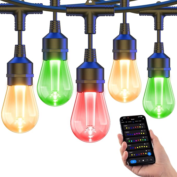XMCOSY+ Smart Outdoor String Lights, 123Ft Patio Lights Waterproof, App Control by XMcosy