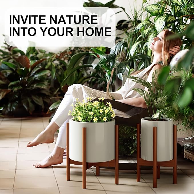 MUDEELA 2 Pack Indoor Plant Stands, 2 Tier Tall Plant Stand 30 inches, Mid - Image 6