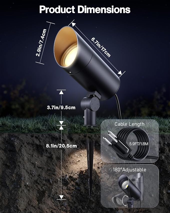 HIBOITEC 1 Pack 30W Outdoor LED Spot Lights 120V Plug in Flag Pole Light 3000LM - Image 5