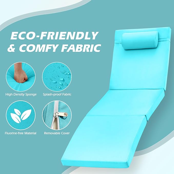 Chaise Lounge Chairs Outdoor Set of 2, Comfy Outside Wicker Patio Pool Lounge - Image 3