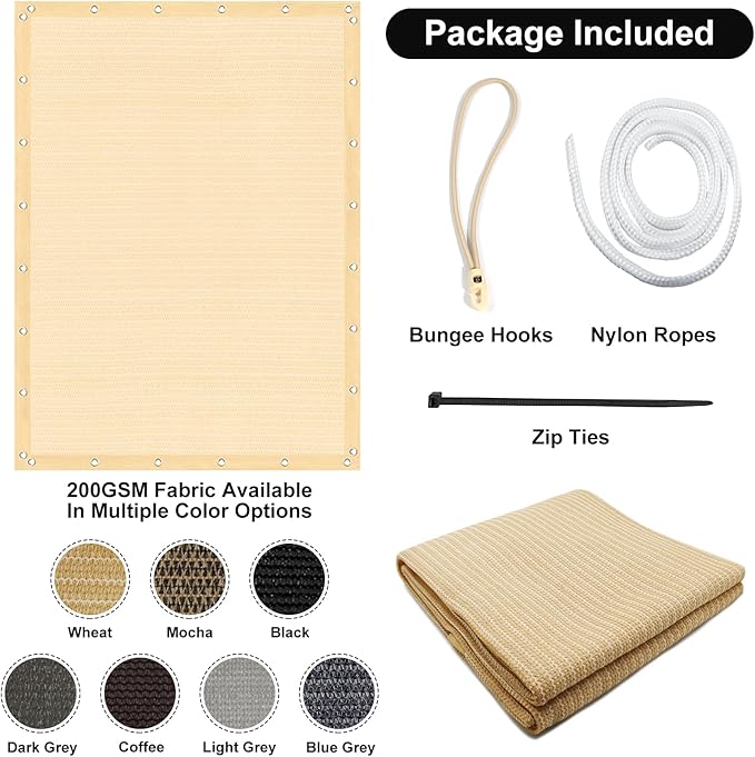 Artpuch 90% Sun Shade Cloth, 8 x 8 FT Pergola Shade Cover Canopy - Image 7