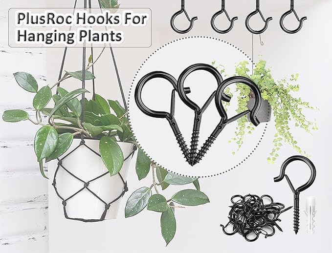 PlusRoc 40 Pack Ceiling Hooks for Hanging Plants Outdoor String Lights Heavy - Image 2