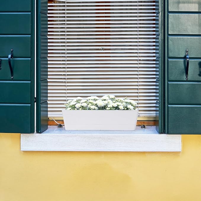 GREANER Herb Planter with Tray, 1 Pack 12x3.8 Inch Rectangle Window Box - Image 7
