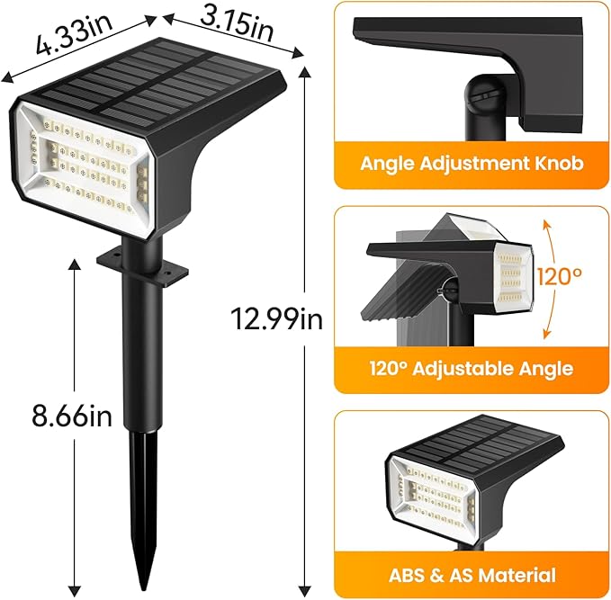 Fabrito Color Changing Solar Spot Lights Outdoor 4 Pack, Auto On/Off RGB - Image 9