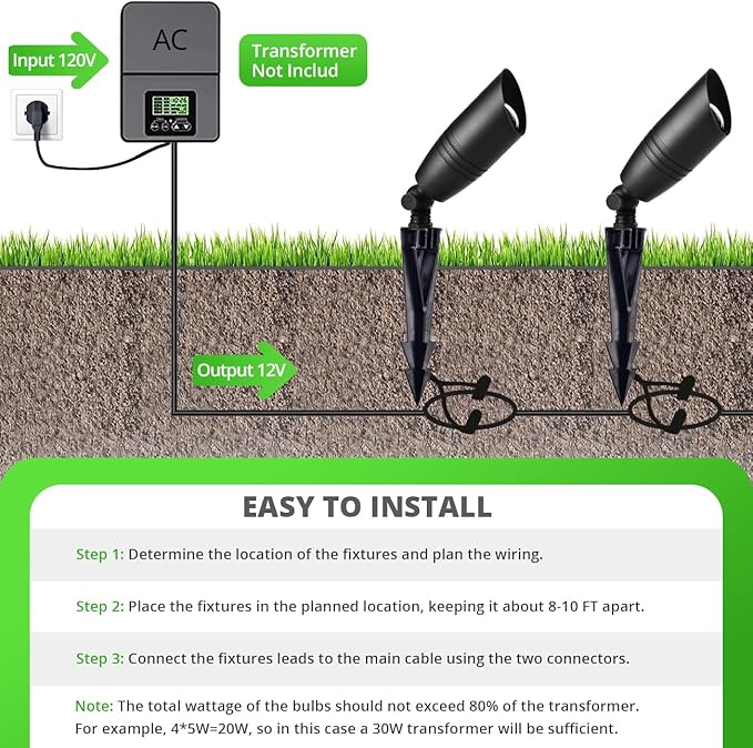 wowlite Low Voltage Spot Lights Outdoor LED 4 Pack, Die-cast Aluminum Landscape - Image 7
