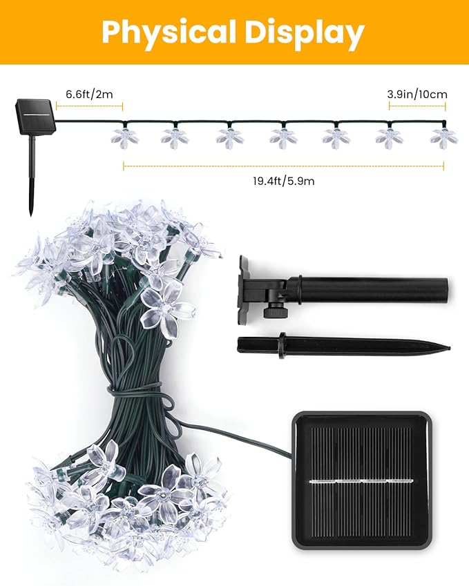 Brightown 60 LED Solar String Lights Flower Outdoor Waterproof Fairy Lights - Image 3