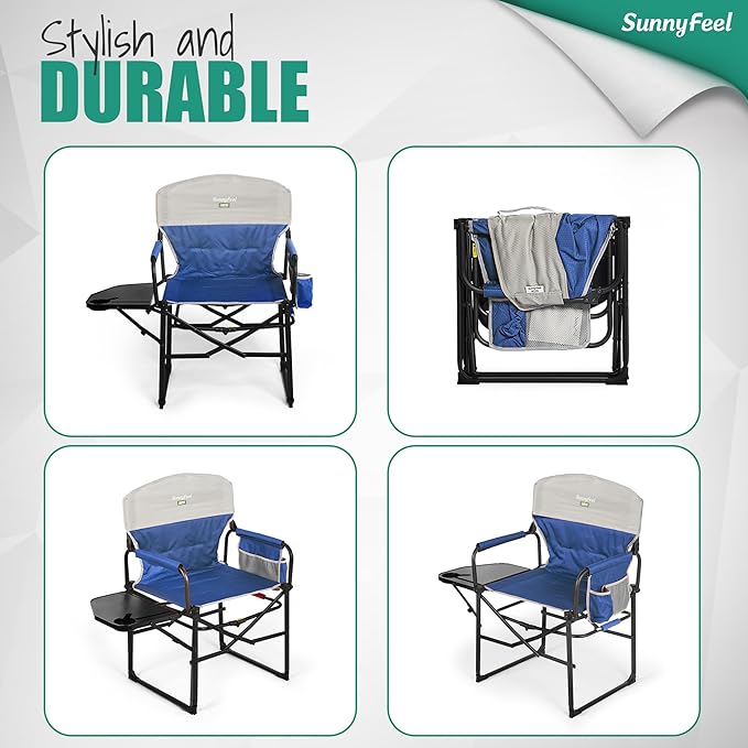 SUNNYFEEL Camping Directors Chair, Heavy Duty, Oversized Portable Folding Chair - Image 8