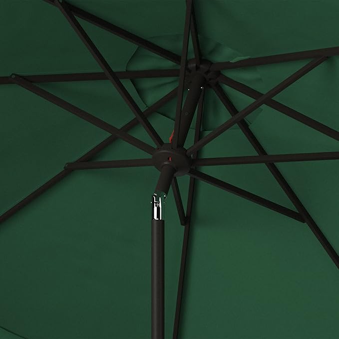 SAFAVIEH 9ft Outdoor Patio Umbrella, Dark Green, Auto Crank Tilt, UV Resistant - Image 6