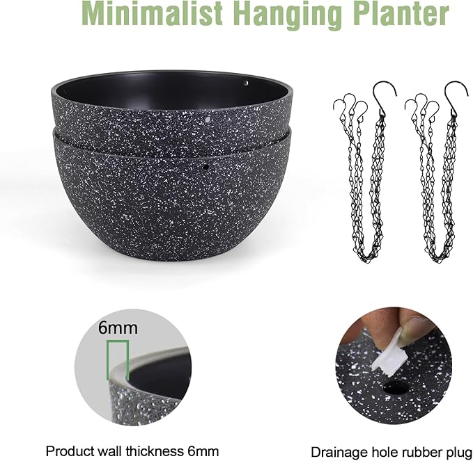 8 inch Small Hanging Planters for Indoor Outdoor Plants, 2 Pack Hanging Flower - Image 4