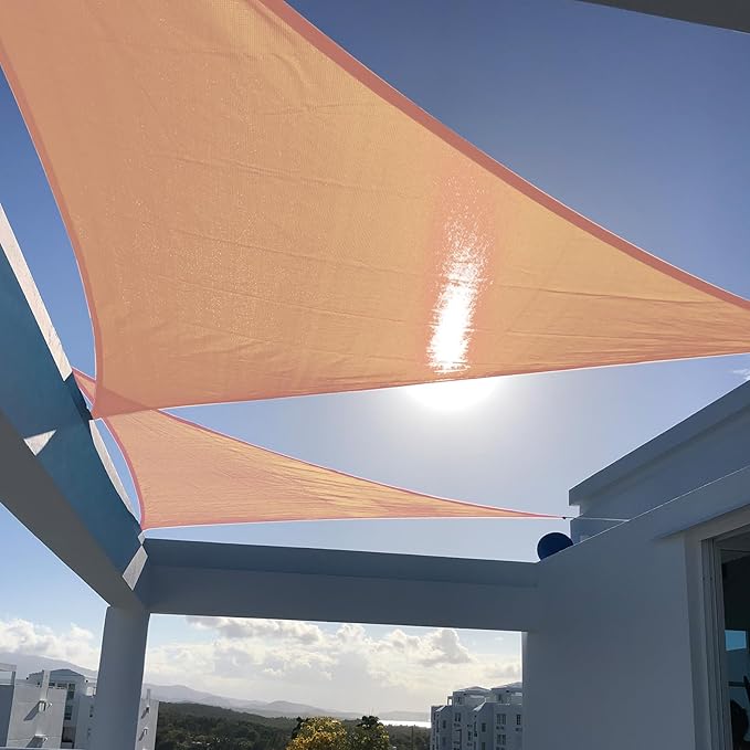 SUNNY GUARD Custom Size 15'x15'x15' Peach Fuzz Sun Shade Sail Triangle UV Block by SUNNYGUARD