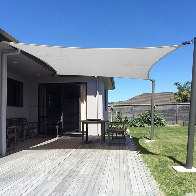 SUNNY GUARD Custom Size 9'x16' Silver Grey Sun Shade Sail Rectangle UV Block by SUNNYGUARD