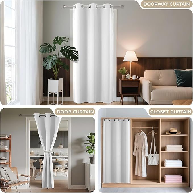 Joydeco Blackout Door Curtain for Doorway Privacy 84 Inches Long, Grommet - Image 4