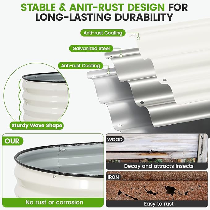 Galvanized Raised Garden Bed Outdoor |17'' Tall Planter Box Outdoor - Image 5