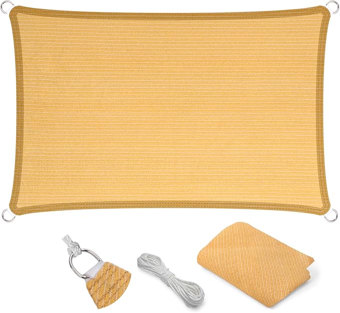Eden's Decor Straight Flat-Edged Sun Shade Sail Rectangular 9' x 21' Wheat by EdensDecorInc