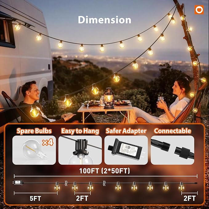 addlon Outdoor String Lights 100FT G40 - Image 5