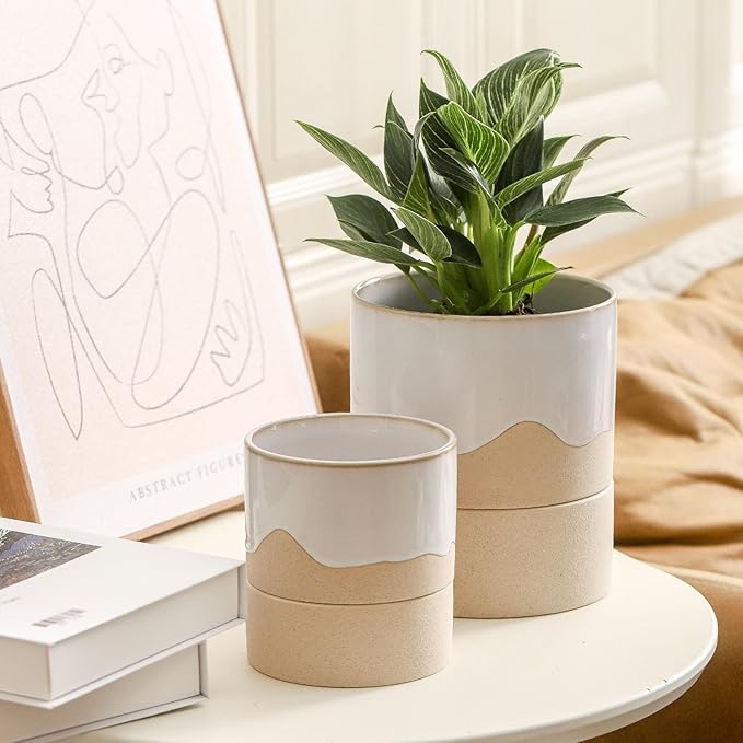Nihow Self Watering Plant Pot: 4.5 Inch Ceramic Planter - Image 4