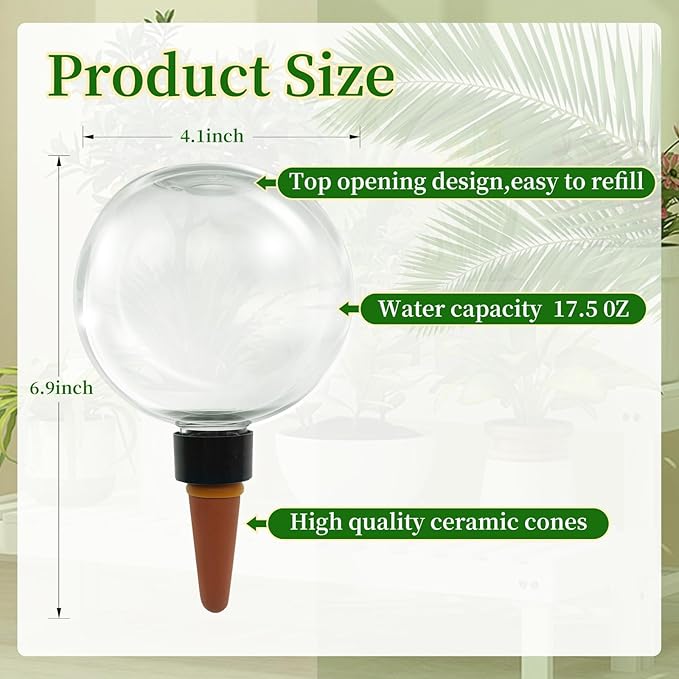 9 Pack Self Watering Globes for Indoor Plant Plastic Water Bulbs 17.5 oz - Image 2