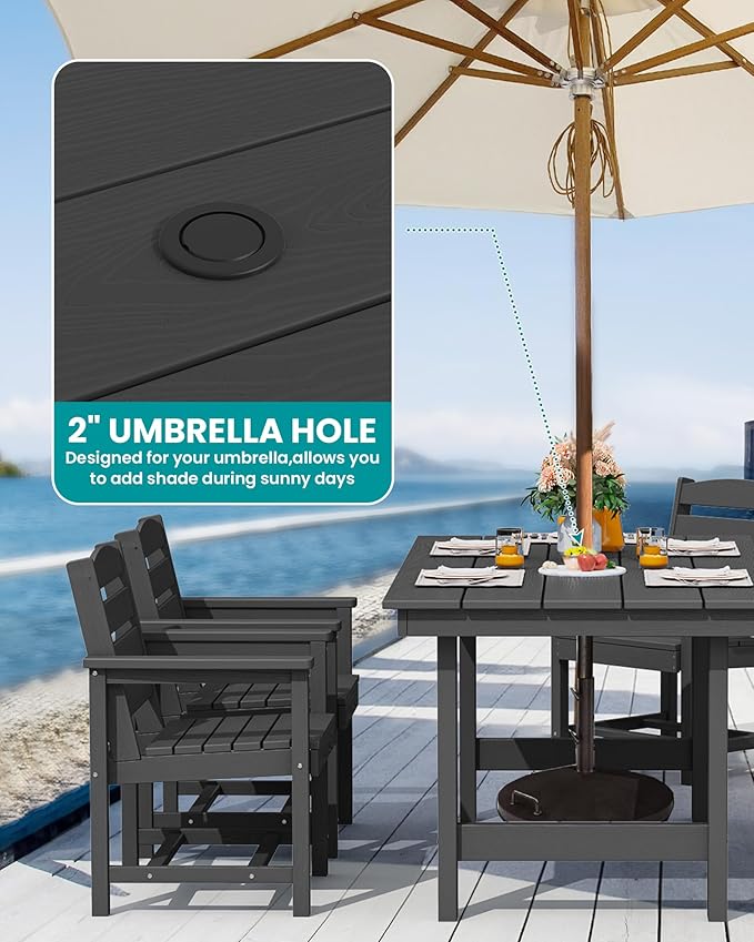 SERWALL Patio Dining Sets for 6 Person, HDPE Dining Set - Image 2