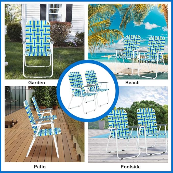 VINGLI Patio Lawn Webbed Folding Chairs 1 Piece, Outdoor Beach Chair Portable - Image 8