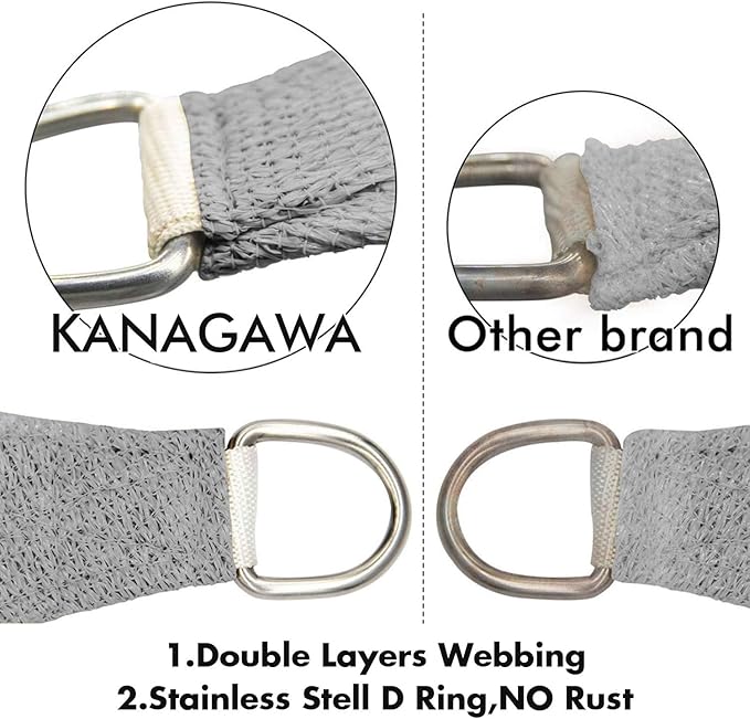 KANAGAWA Sun Shade Sail Curved 20'X26' Grey Rectangle Outdoor Shade Cover UV - Image 4