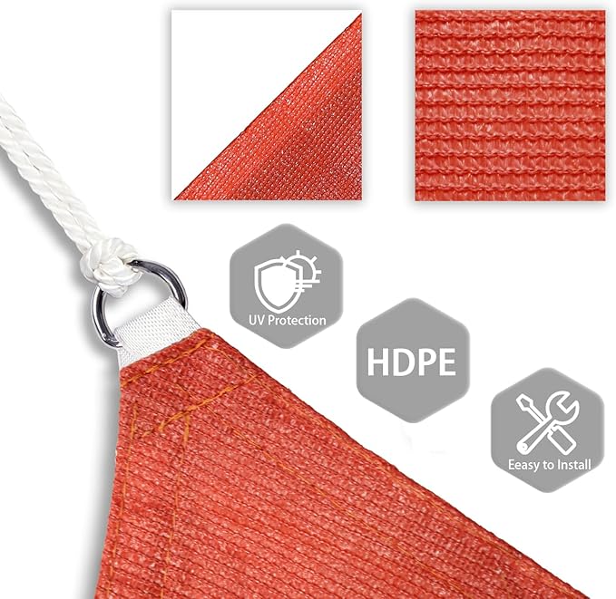 Patio Paradise 15' x 15' x 15' Sun Shade Sail Triangle Canopy Shade Cloth - Image 3