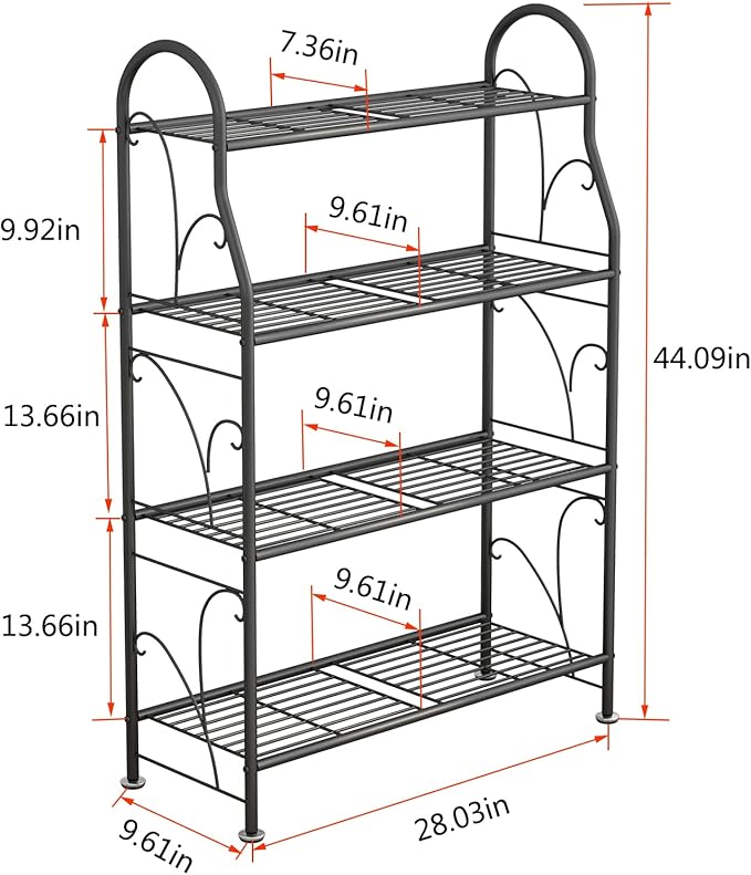 SORCEDAS Plant Stand Indoor Outdoor Plant Shelf 4 Tier Metal Corner Flower - Image 5