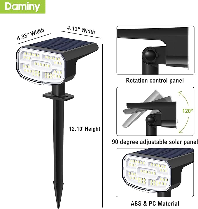 DAMINY Color Changing Solar Spot Lights 9 Lighting Modes, Outdoor Waterproof - Image 8