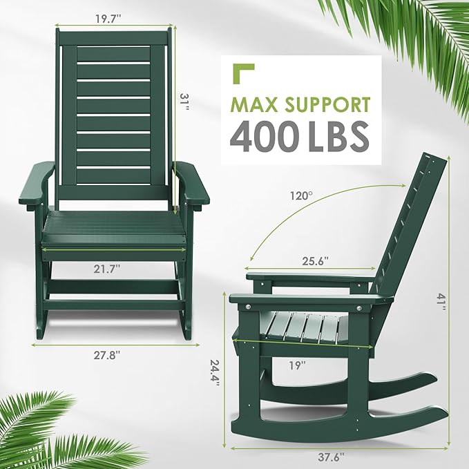 GREENVINES Outdoor Rocking Chair Set | 3-Piece | 2 Rocking Chairs - Image 3