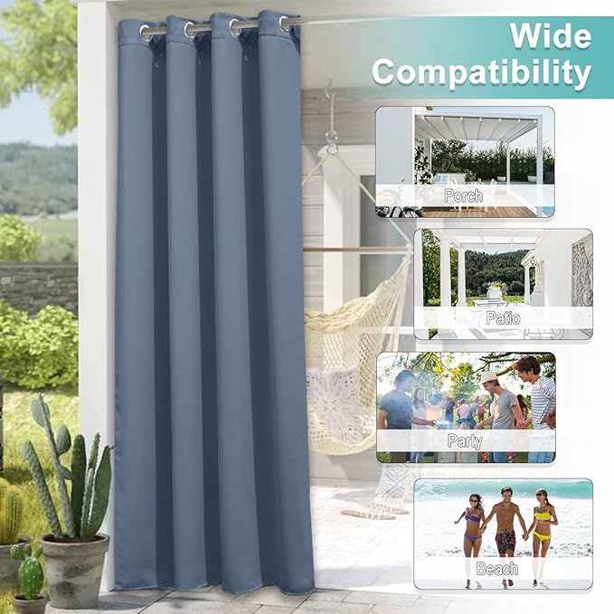 NICETOWN Outdoor Curtain for Patio Waterproof Extra Wide 84 inch, Sun Blocking - Image 6