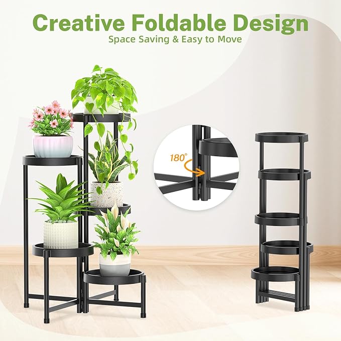 iDavosic.ly 5 Tier Folding Plant Stand Indoor Outdoor - Image 7