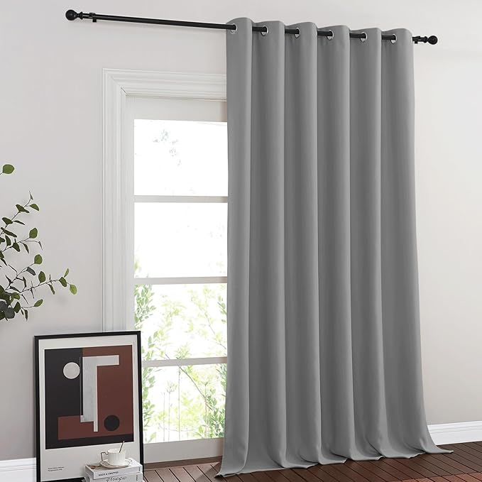 NICETOWN Blackout Silver Grey Sliding Door Curtains 90 inch Length, Thermal - Image 2