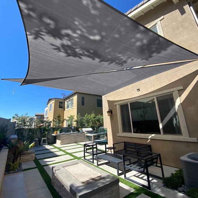 SUNLAX Sun Shade Sail 10' x 15' x 18' Dark Grey Rectangle Canopy Sail Shade by SUNLAX