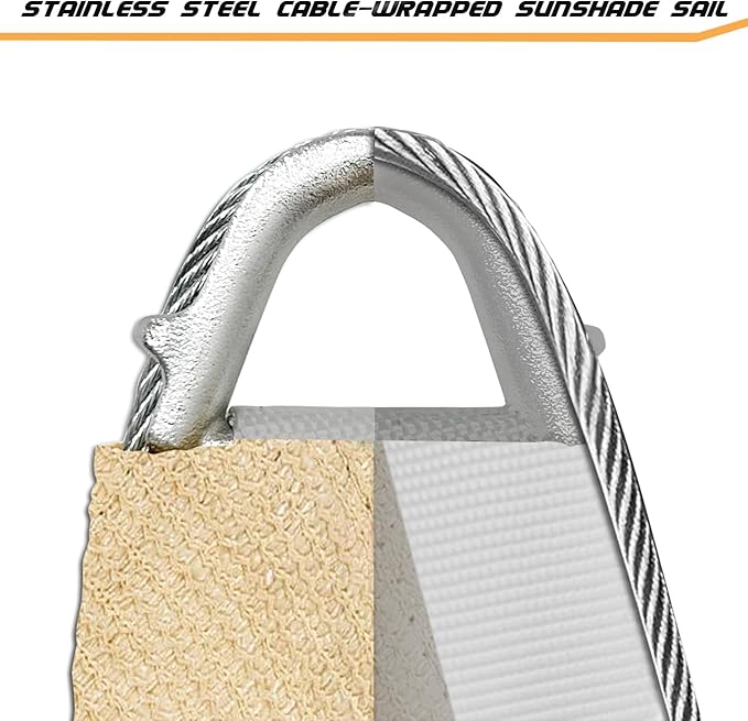 20' x 20' Sand Rectangle Sun Shade Sail Outdoor Canopy Awning UPF50+, 95% UV - Image 4