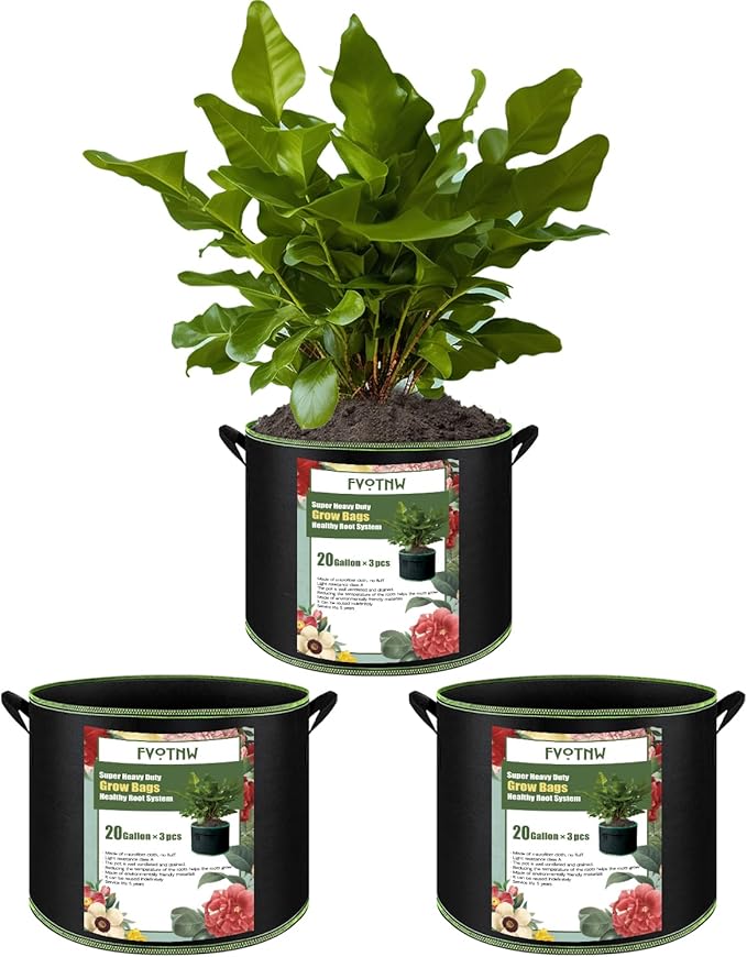 3-Pack 20 Gallon Grow Bags, Thickened Nonwoven Fabric Pots by FVOTNW
