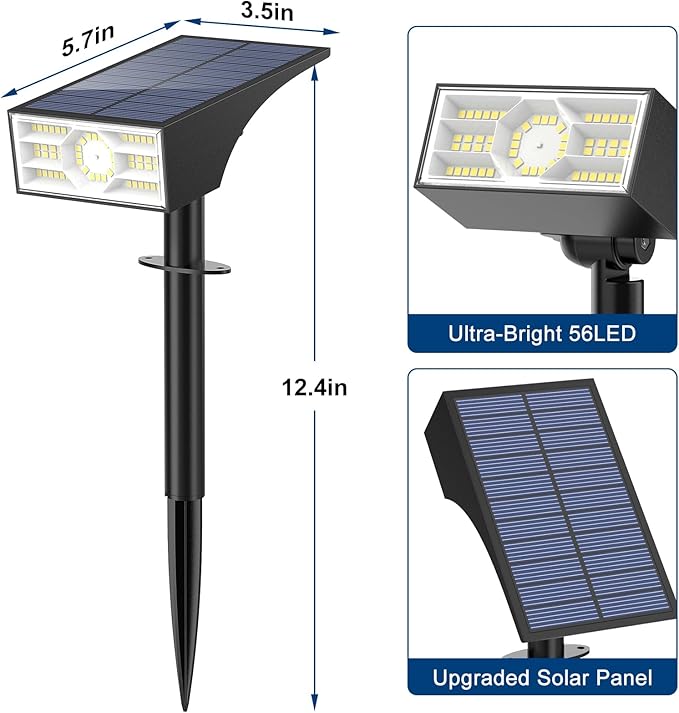 Solar Spot Lights Outdoor, 2 Pack Outdoor Solar Lights - Image 7