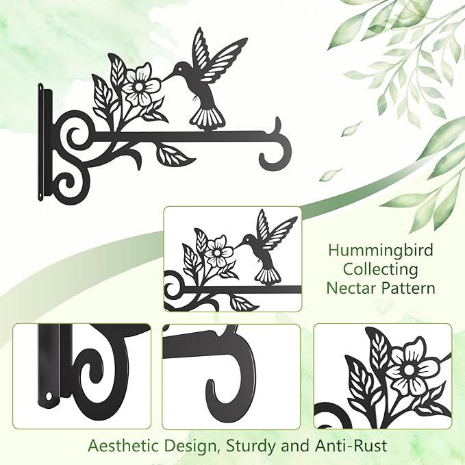 2-Pack Aesthetic Plant Hangers Outdoor – 10 Inch Metal Hanging Plant Bracket - Image 7
