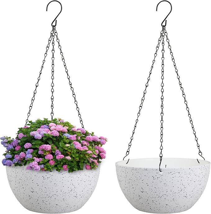 10 inch Hanging Planters for Indoor Outdoor Plants, 2 Pack Hanging Flower Pots by Meowell
