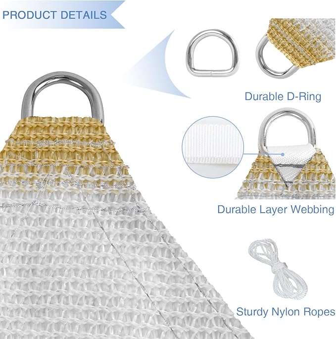 E&K Sunrise 4' x 4' x 4' Sun Shade Sail Triangle Canopy Shade Cover UV Block - Image 4