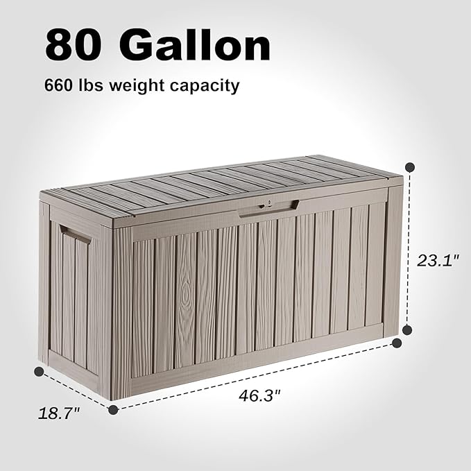 DRATO 80 Gallon Large Deck Box, Outdoor Storage Box - Image 2