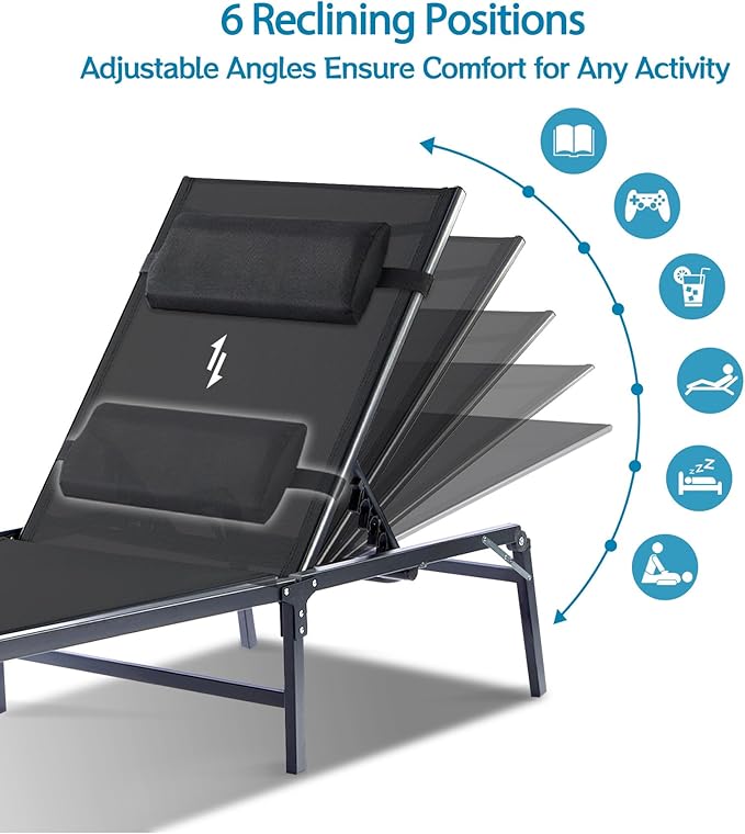4 Pack Foldable Chaise Lounge Chair - Image 4