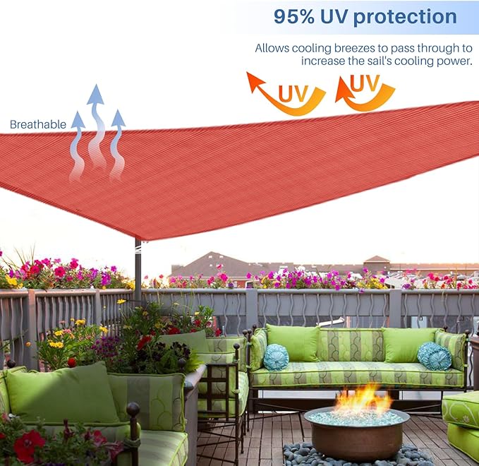 E&K Sunrise 11' x 11' x 11' Sun Shade Sail Triangle Canopy Shade Cover UV Block - Image 5