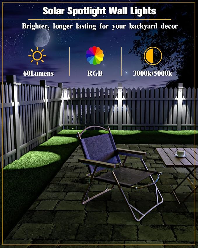 Solar Fence Lights 8 Pack, 50 Lumens Outdoor Fence Solar Lights - Image 2