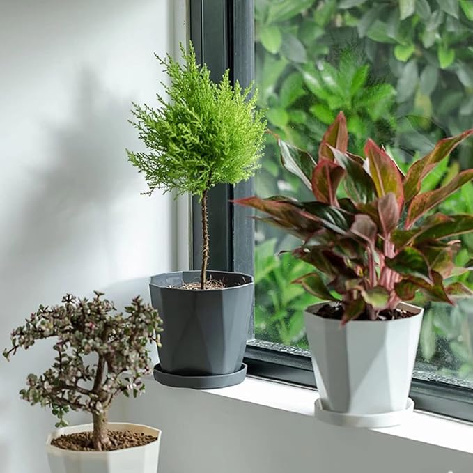 InmeRun Plant Pots Indoor Plastic Flower Pots Outdoor 5 inch Set of 6 Pack - Image 3