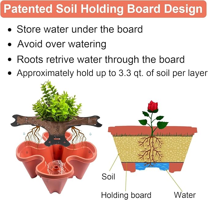 Vertical Planter 3 Tier Stackable Planters Garden Planters Strawberry Herb - Image 3