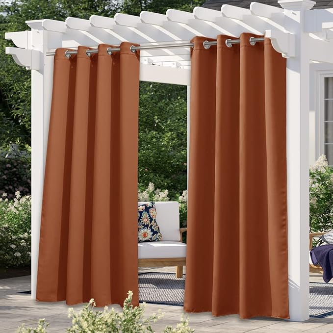 NICETOWN Patio Outdoor Curtains Waterproof, Thermal Insulated Stainless Steel by NICETOWN