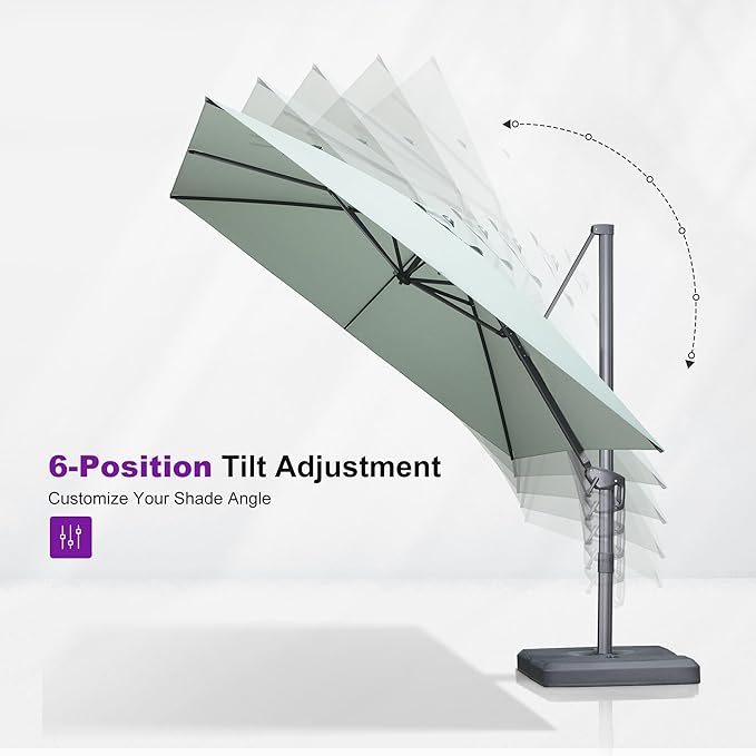 PURPLE LEAF Patio Umbrella 10' X 10' Rectangle Cantilever Umbrella Large - Image 7