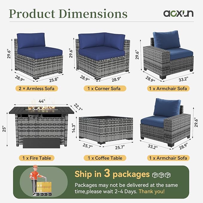 Aoxun 7 Piece Patio Furniture Set - Image 8