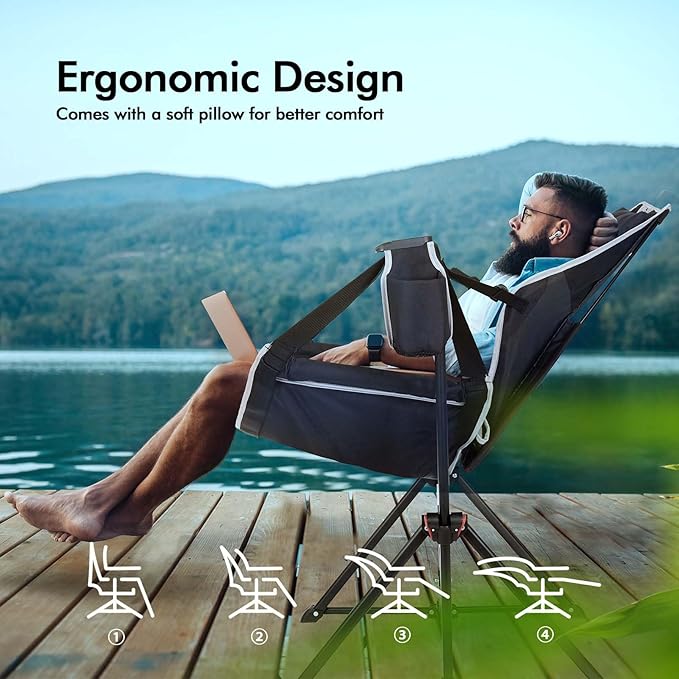 AKSOUL Hammock Camping Chair Swinging: Aluminum Alloy Adjustable Back Swinging - Image 4