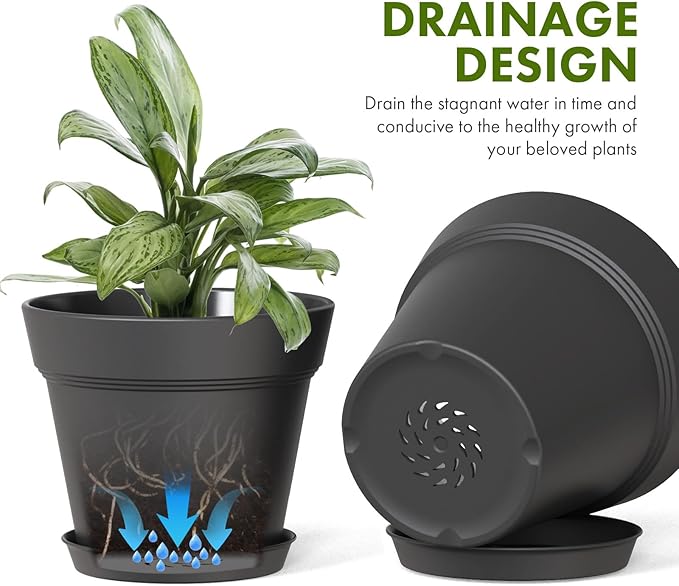6 Inch Thick Plastic Plant Pots - Image 4