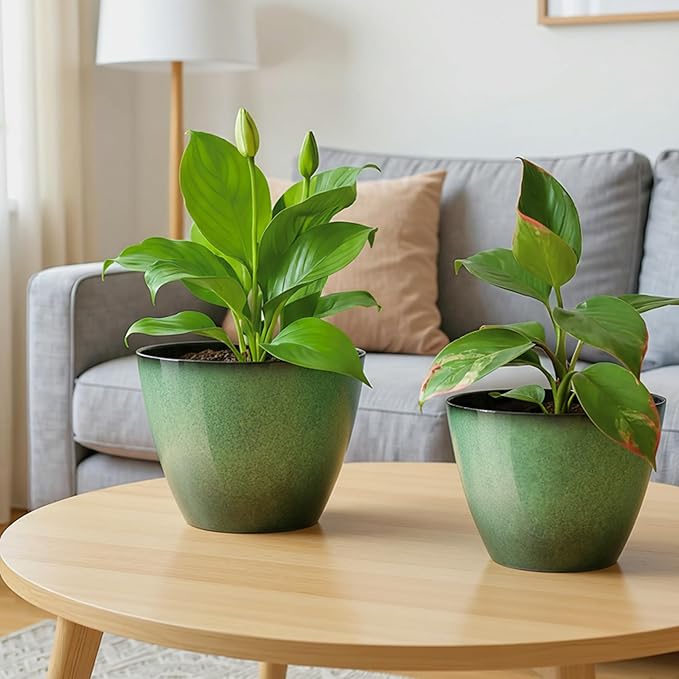 4 Pack 8 inch Plant Pots, Plastic Planter - Image 5